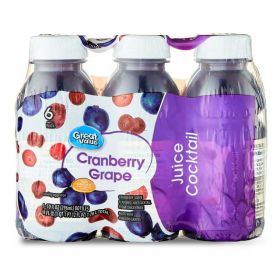 Great Value Cranberry/Grape Juice Cocktail 10 oz, 6 Pack