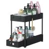 2 Tier Under Sink and Bathroom Organizer , Pull Out Cabinet Organizer for Kitchen Sink Storage, Black