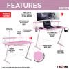 Techni Sport TS-200 Carbon Computer Gaming Desk with Shelving, Pink