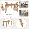 TREXM 5-Piece Kitchen Dining Table Set, Wooden Rectangular Dining Table and 4 Upholstered Chairs for Kitchen and Dining Room (Drift Wood)