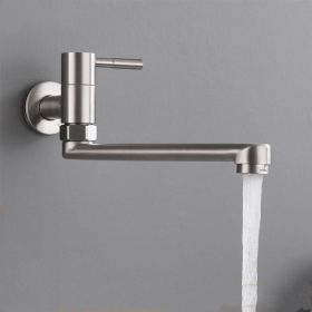 304 Stainless Steel Wall Single Cold Drawing Faucet (Option: Single Cold Wall Faucet)