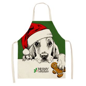 Household Green Series Christmas Dog Linen Apron Used In Kitchen (Option: Style 16-38x47cm)