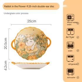 Ceramic Tableware Cartoon Large Binaural Plate Good-looking Steak Plate Fruit Salad Bowl (Option: 9.25Inch)