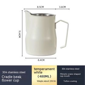 Stainless Steel Pitcher Pointed Thickened Frothing Pitcher Household Milk Cylinder (Option: 500ML white2)