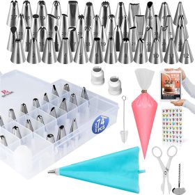 74-piece Set Pastry Tube Pattern Decorating Tool (Option: Decorating Nozzle-74PCS Set)