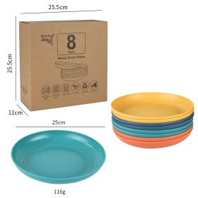 Wheat Straw Food Grade Dumpling Disc Drop-resistant Thick Cutlery Suit Meal Saucer (Option: 25cm Circle-8PCS)