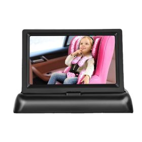 12-24V Folding Screen For Baby Monitoring Images In Car With Cigarette Lighter Power Cord  Night Vision Eight-lamp Camera (Color: black)