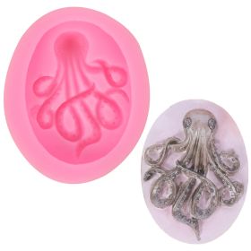 Western Baking Octopus Fondant Silicone Mold (Color: Pink)