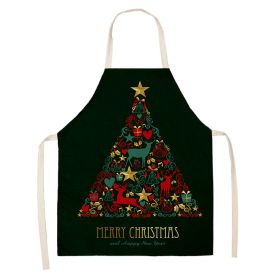 Household Green Series Christmas Dog Linen Apron Used In Kitchen (Option: Style 17-65x53cm)