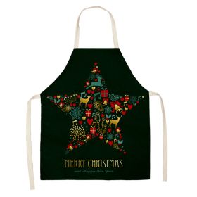 Household Green Series Christmas Dog Linen Apron Used In Kitchen (Option: Style 18-65x53cm)