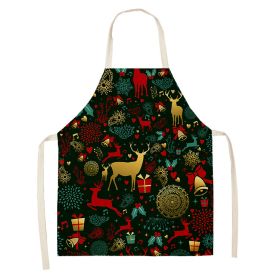 Household Green Series Christmas Dog Linen Apron Used In Kitchen (Option: Style 2-65x53cm)