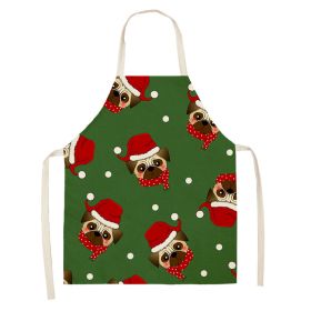 Household Green Series Christmas Dog Linen Apron Used In Kitchen (Option: Style 19-65x53cm)