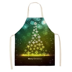 Household Green Series Christmas Dog Linen Apron Used In Kitchen (Option: Style Fourteen-55x68cm)